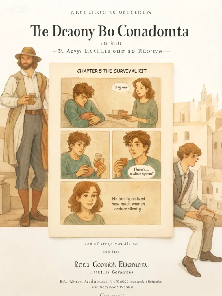 Boy discovering menstrual products and care rituals used by women